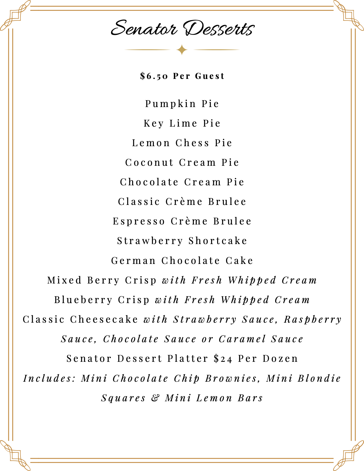 Desserts Banquet Cover Senator Inn And Spa