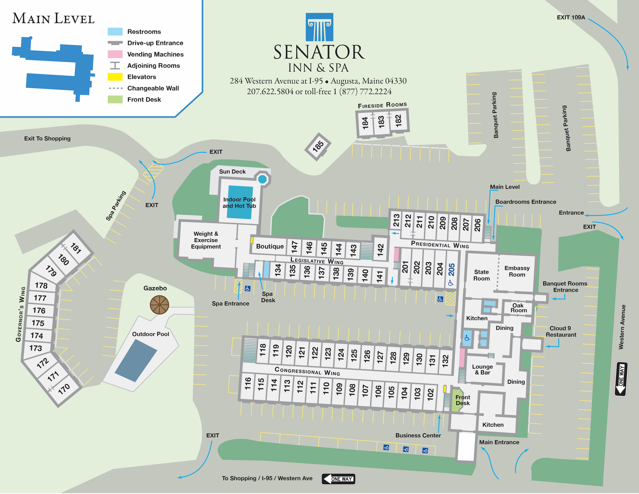 senator inn property map main level