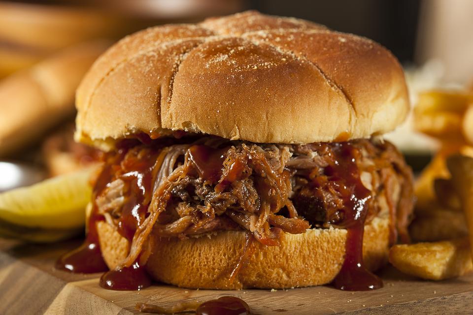 Pulled pork barbeque sandwich